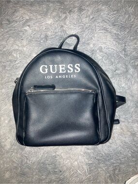 Guess Black Mini Backpack with Front Zip Pocket